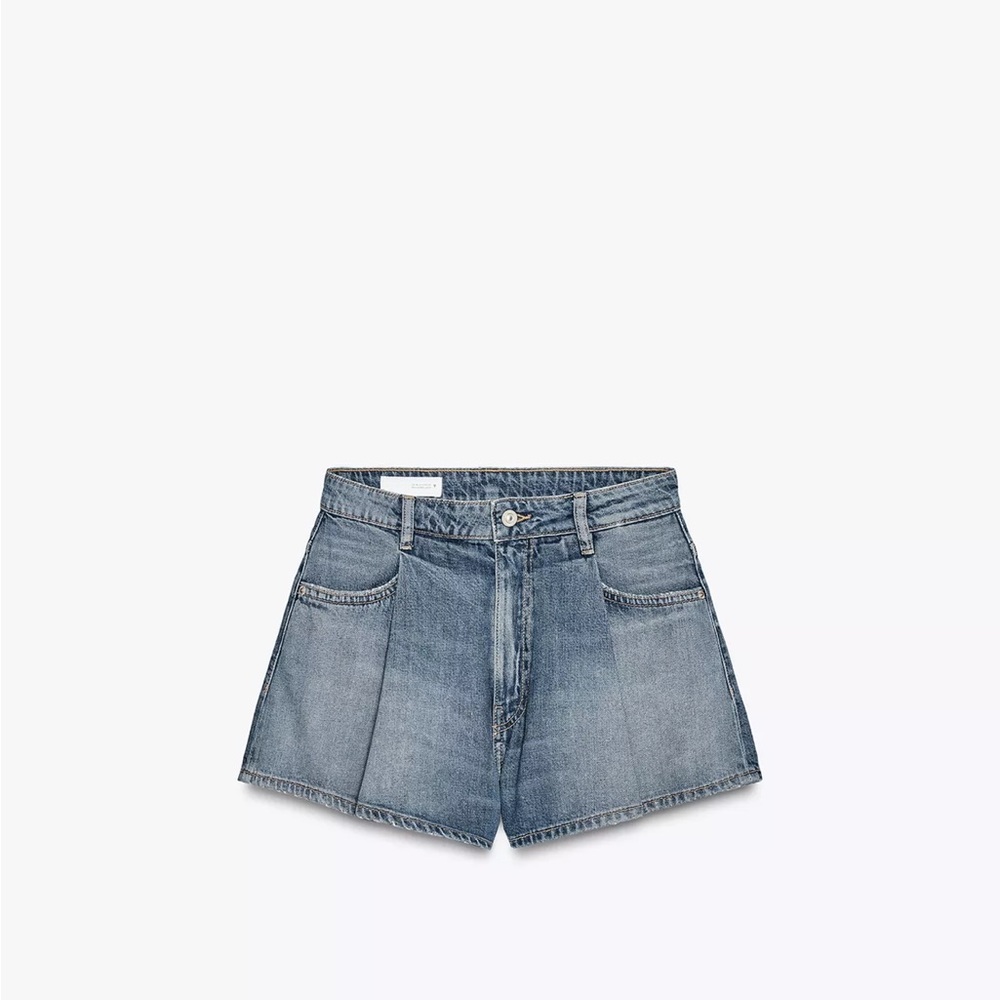 Zara Pleated Denim Shorts